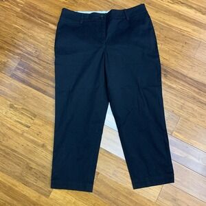 Talbots Perfect Crop Pants Womens 10 Petite Black Ankle Button Career Casual‎
